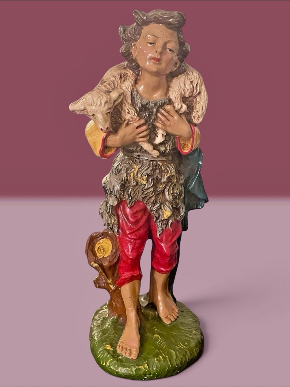 Vintage Fontanini Shepherd Boy With Lamb 12” Nativity Figure Italy Paper Mache